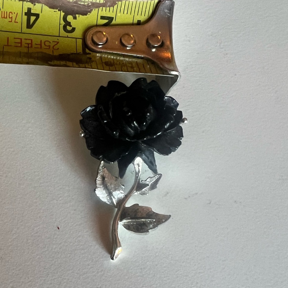 Vintage 3D black rose pin for sale